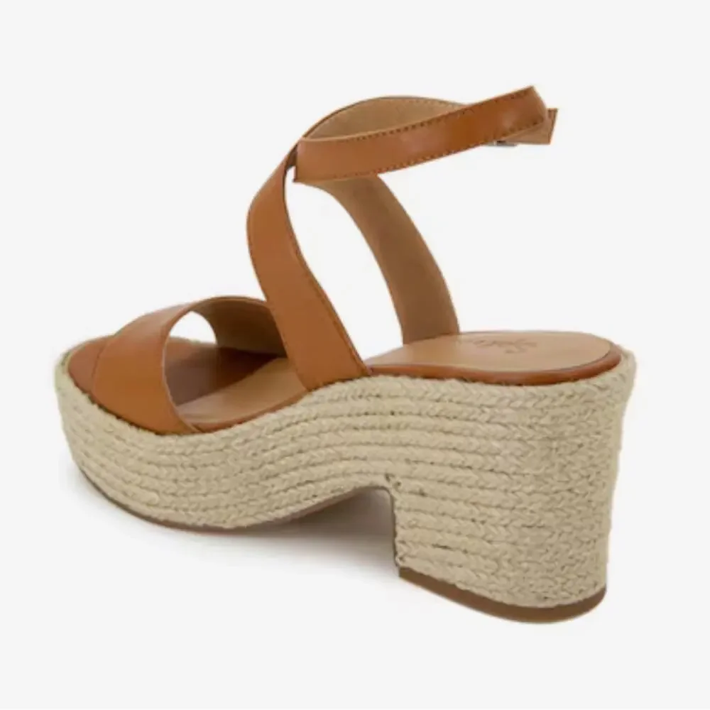 Splendid Women’s Bowie Espadrille Wedge Leather Camel Cognac Sandal New